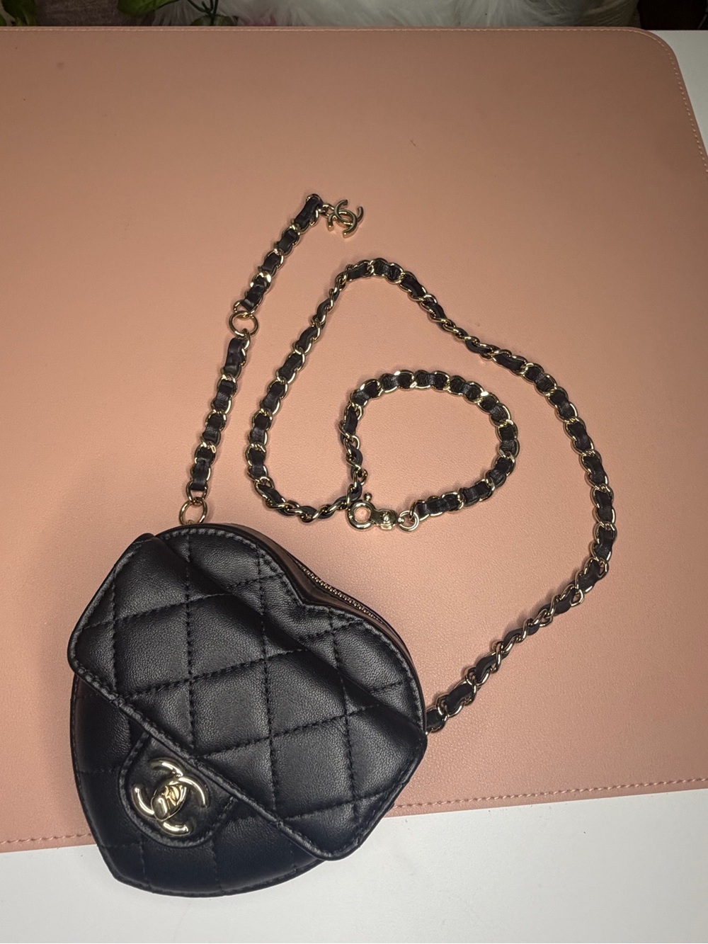CHANEL 22S Heart Belt Bag Black Quilted Lambskin Gold Hardware Collectors item